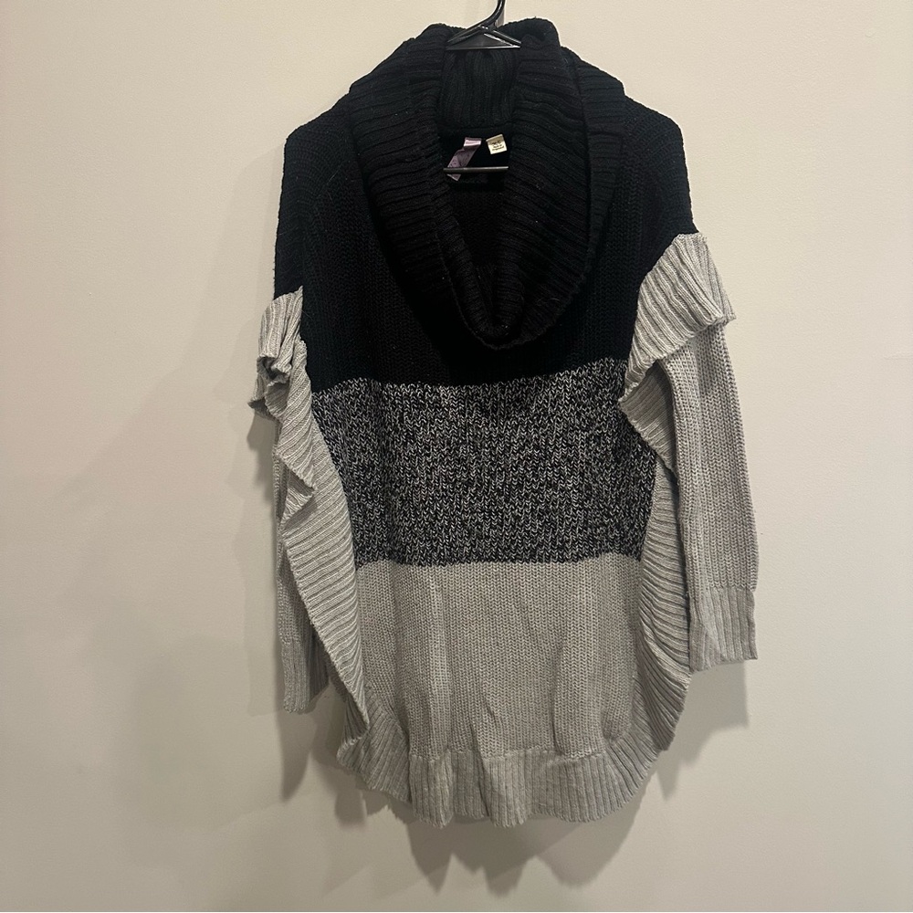 Alya Black and Gray Cowl Neck Sweater